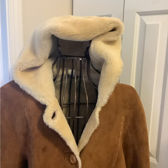 Full Length Shearling Designer Coat - Picture 3 of 7